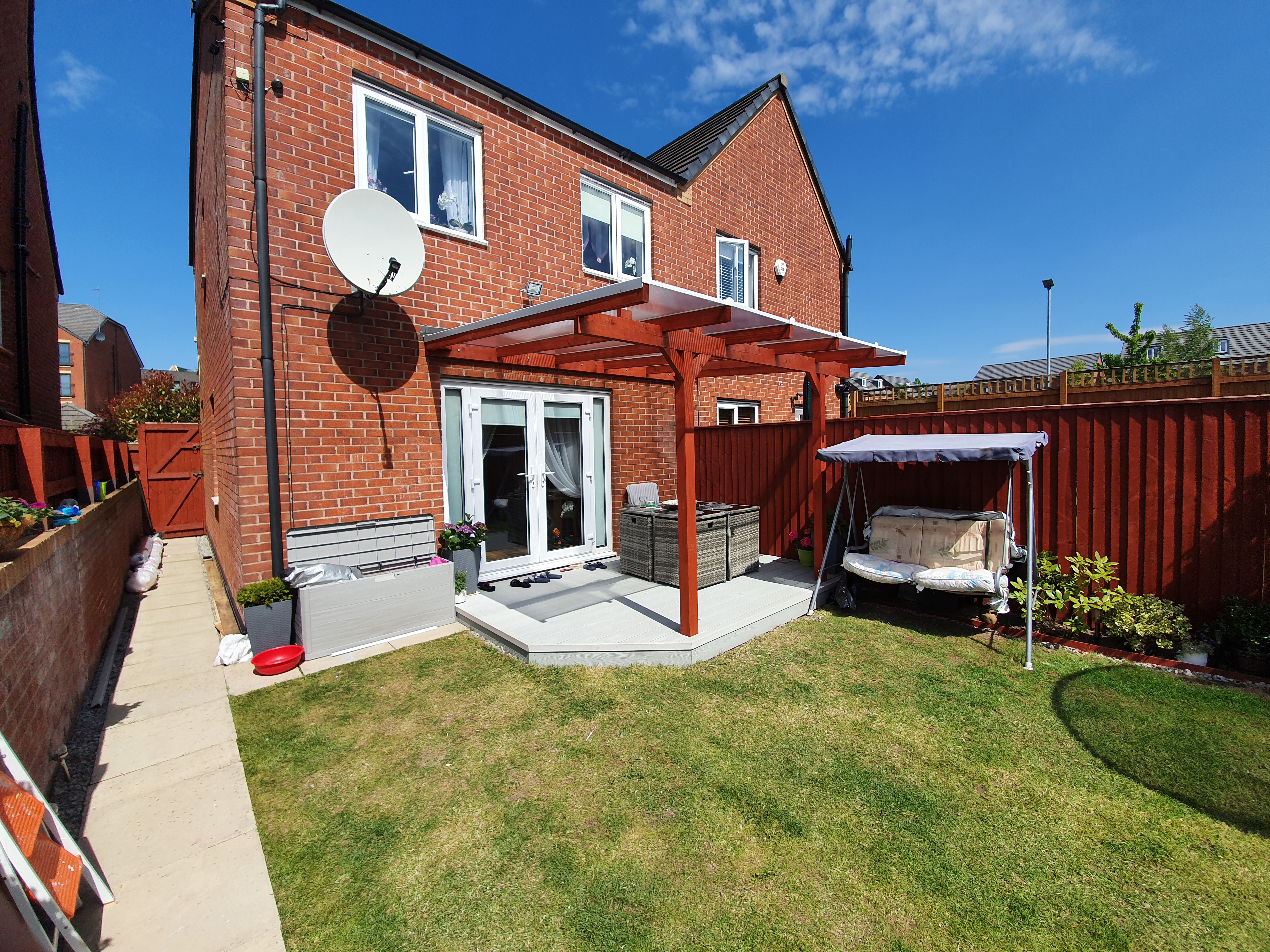 Garden after decking and roof